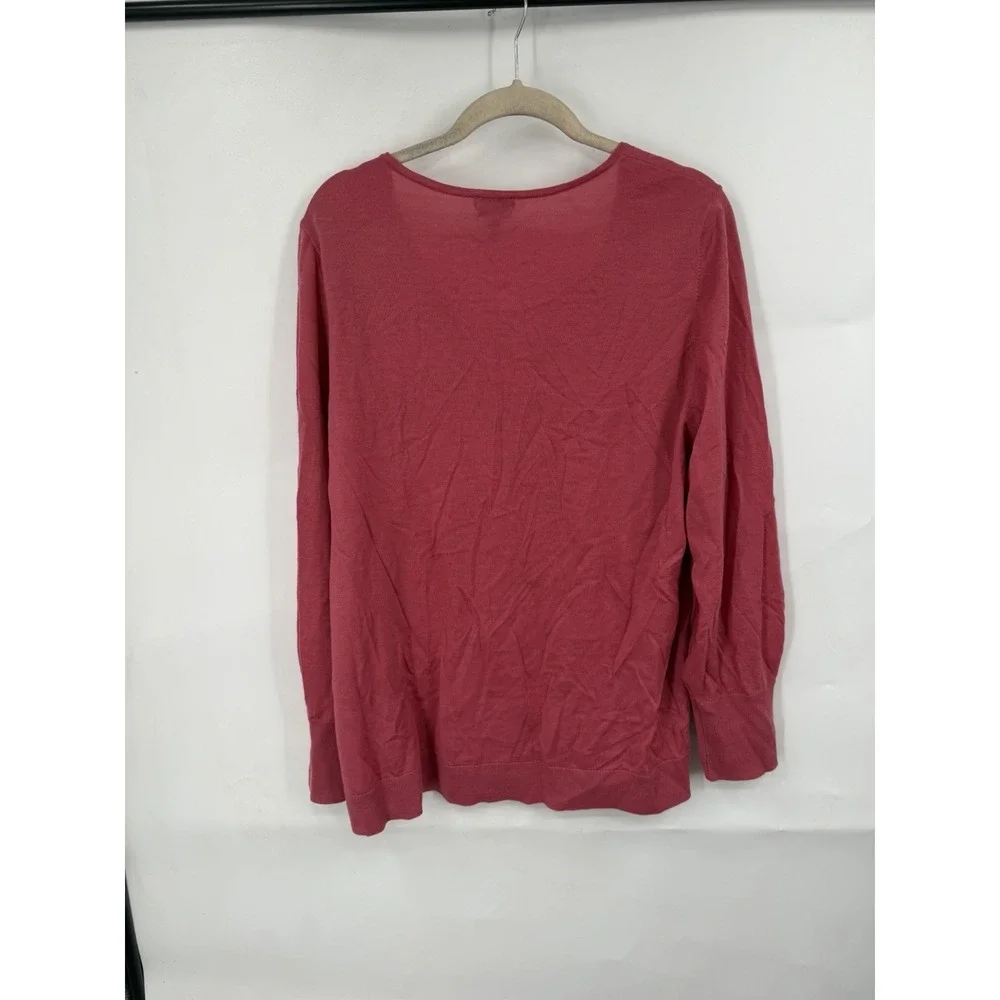 Talbots 100% Merino Wool Sweater Women 1X Pink Coquette Feminine Knit Feminine